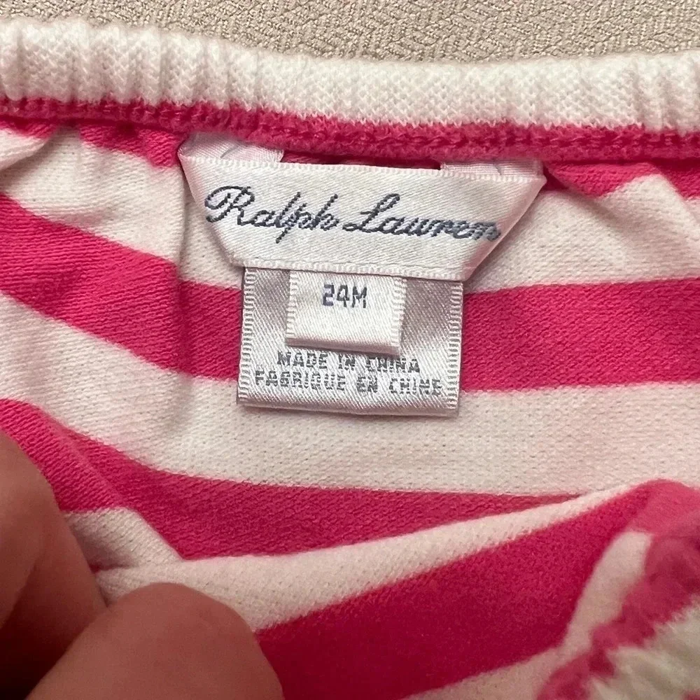2 Ralph Lauren baby Bloomers shorts diaper cover pink stripes toddler girl